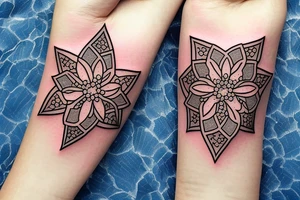 diamond with forget-me-not around it memorial tattoo idea