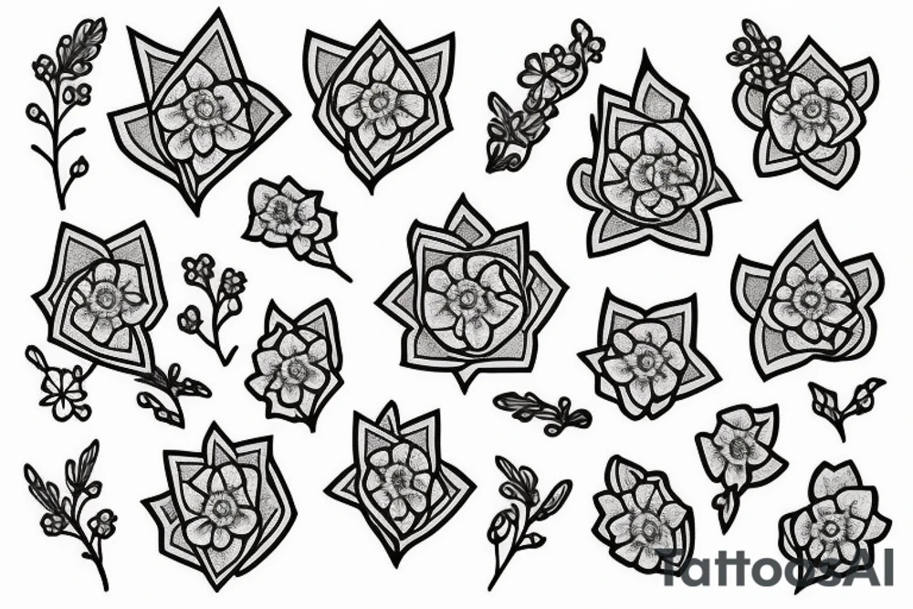 diamond with forget-me-not around it memorial tattoo idea