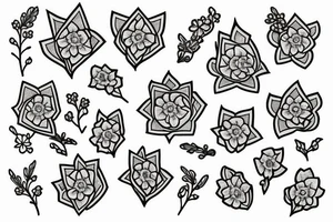 diamond with forget-me-not around it memorial tattoo idea