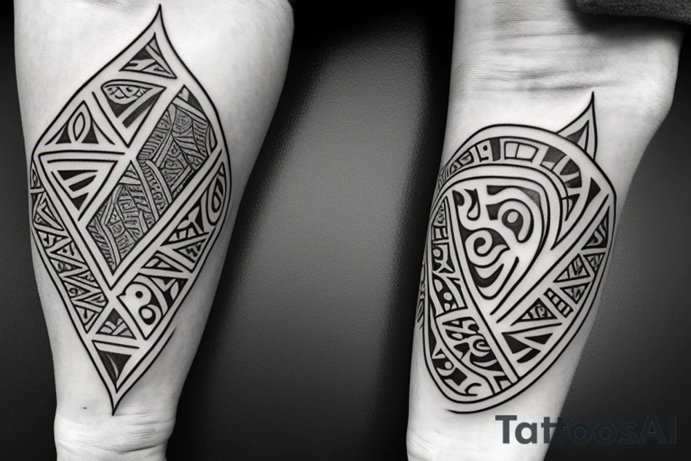 Map Outline of lake Taupo New Zealand with Maori tribal design inside tattoo idea