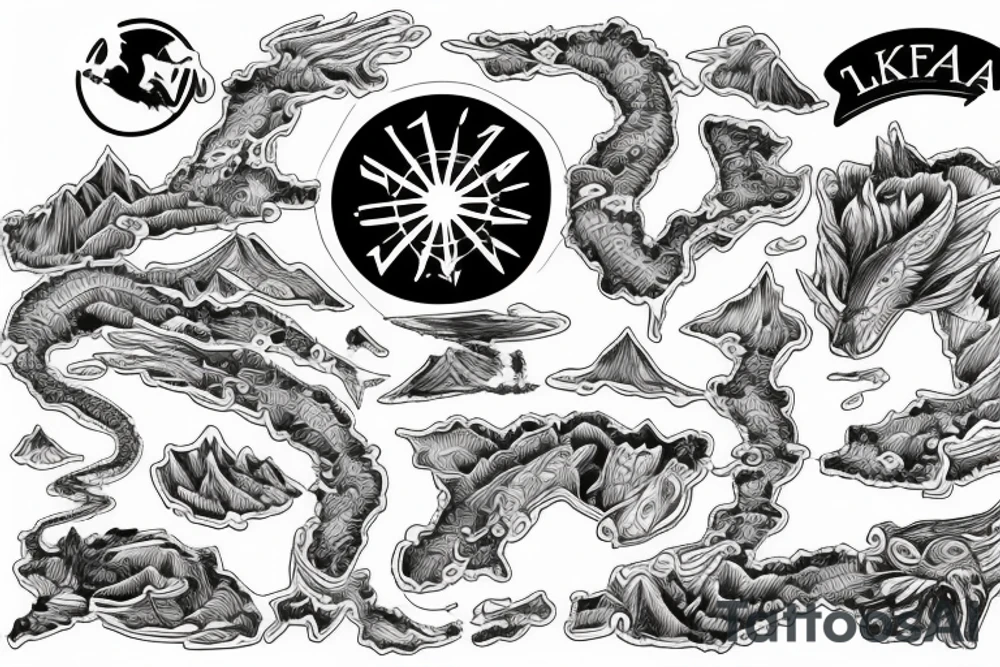 Map Outline of lake Taupo tattoo idea