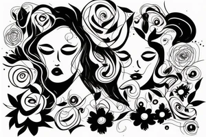 Something abstract with a woman face. Artsy, lines and shapes tattoo idea