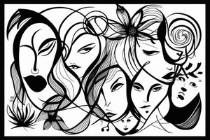 Something abstract with a woman face. Artsy, lines and shapes tattoo idea