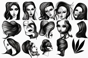 Something abstract with a woman face. Artsy, lines and shapes tattoo idea