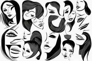 Something abstract with a woman face. Artsy, lines and shapes tattoo idea