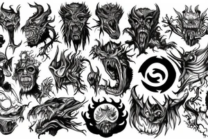 Demonic god like creature eating the planet Earth. tattoo idea