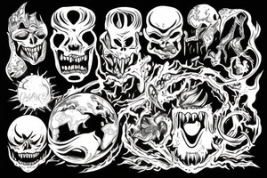 Demonic god like creature eating the planet Earth. tattoo idea