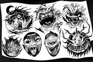 Demonic god like creature eating the planet Earth. tattoo idea