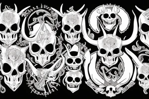 skull with horns and pistol tattoo idea