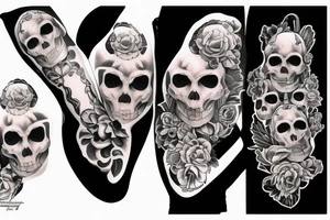 woman with skulls in her hand covered with guns tattoo idea