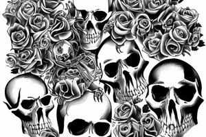 woman with skulls in her hand covered with guns tattoo idea