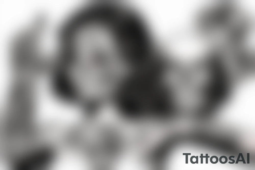 woman with skulls in her hand covered with guns tattoo idea