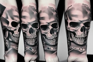 woman with skulls in her hand covered with guns tattoo idea