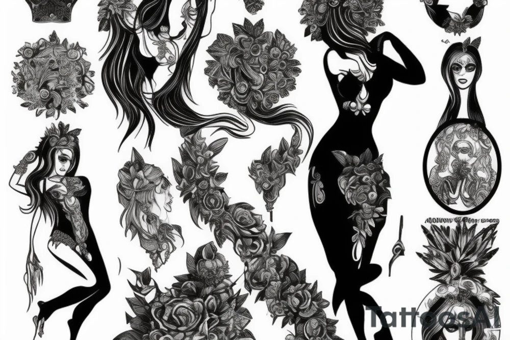 full body aphrodite goddess doing pose tattoo idea