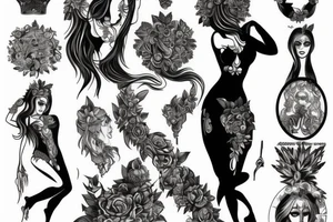 full body aphrodite goddess doing pose tattoo idea