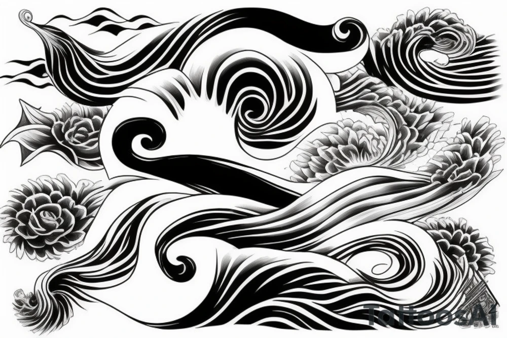 japanese wave design tattoo idea