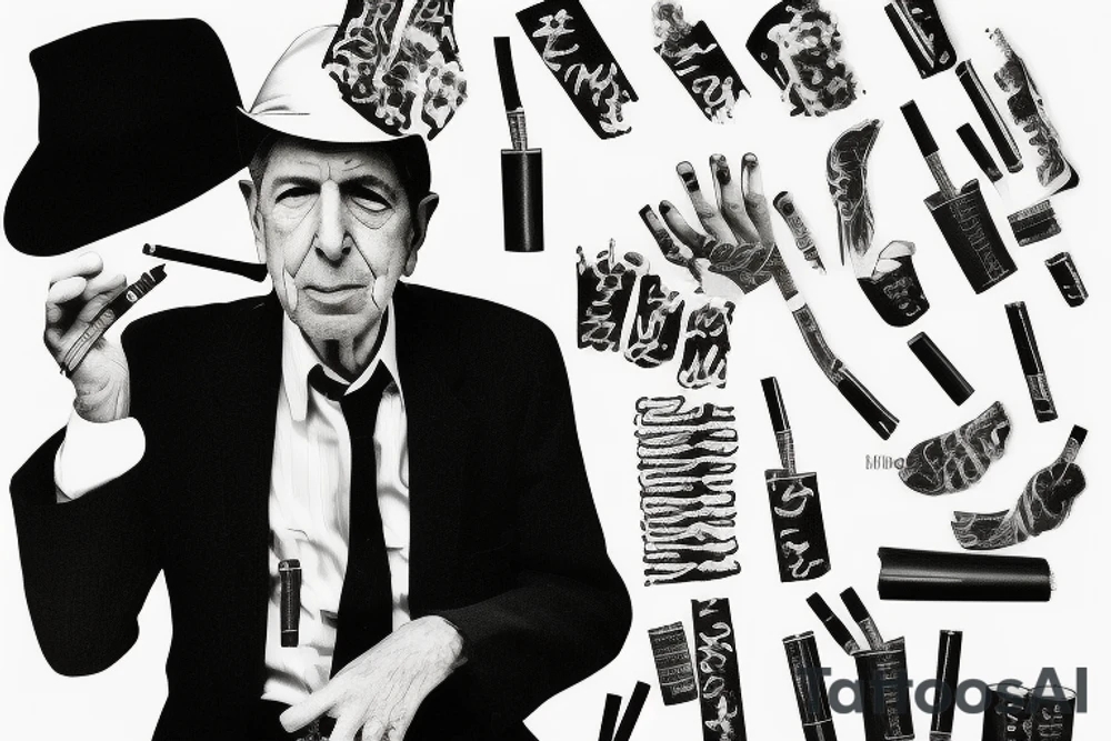 Picture of leonard cohen smoking a cigarette tattoo idea