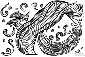 black and white line art tattoo of a sea horse, emerging to the surface from the sea tattoo idea