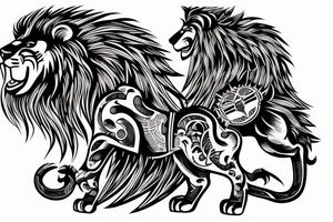 Roman warrior and lion doing battle tattoo idea