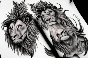 Roman warrior and lion doing battle tattoo idea