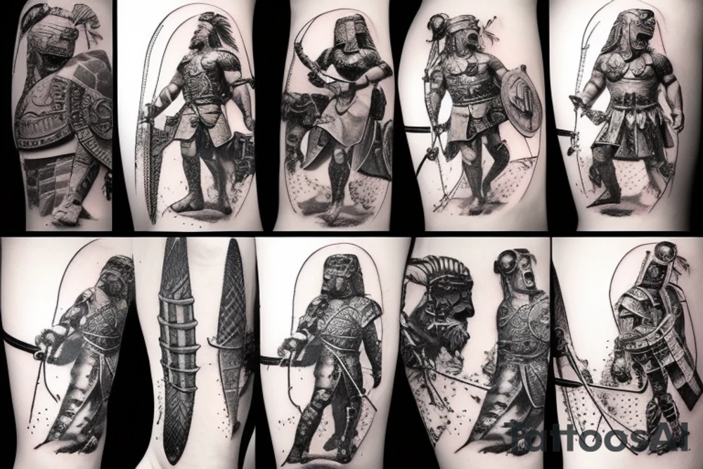 Roman warrior doing battle tattoo idea