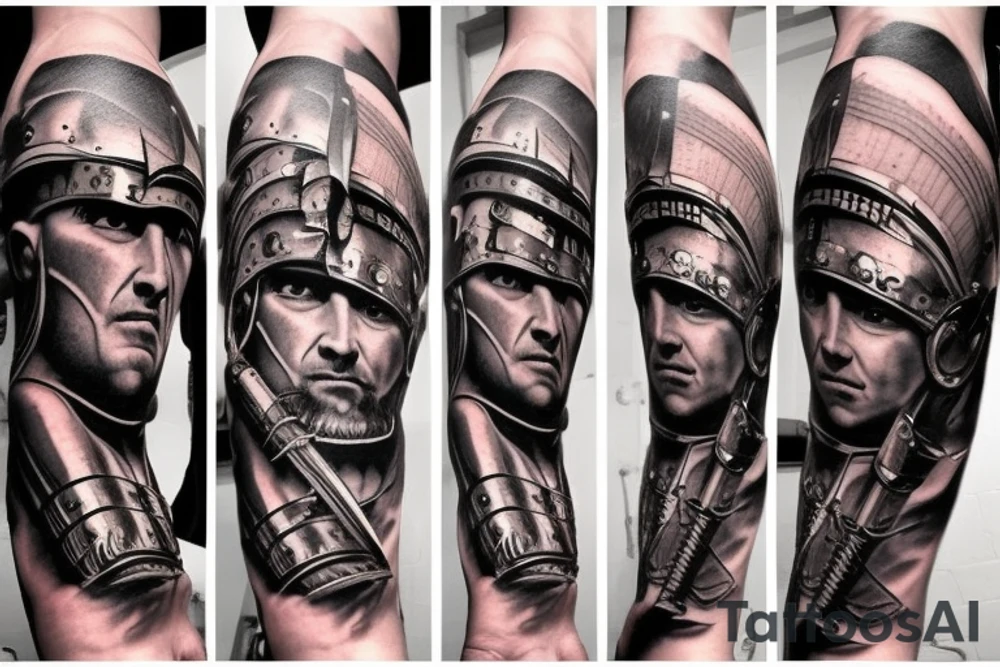 Roman warrior doing battle tattoo idea