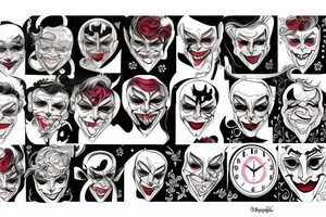 Joker, apple, clock tattoo idea