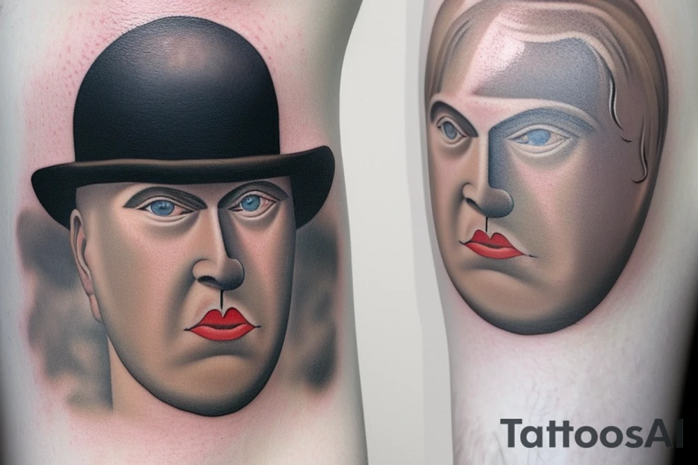 A framed version of René Magritte's Son of Man painting. tattoo idea