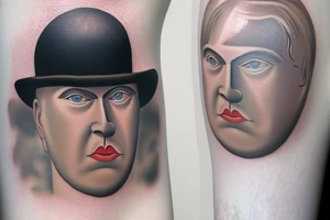 A framed version of René Magritte's Son of Man painting. tattoo idea