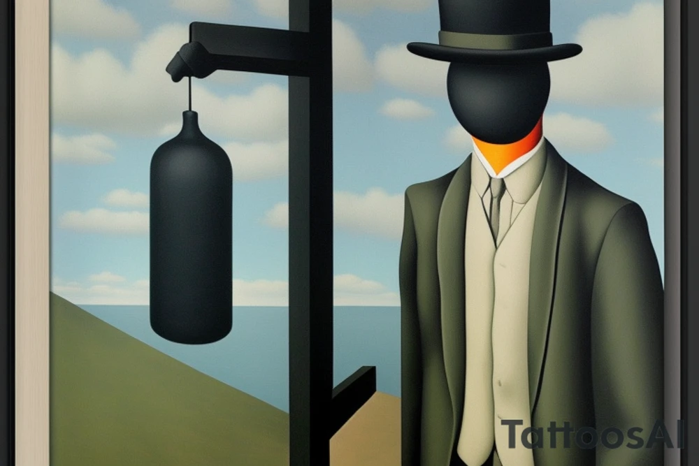 A framed version of René Magritte's Son of Man painting. tattoo idea