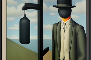 A framed version of René Magritte's Son of Man painting. tattoo idea