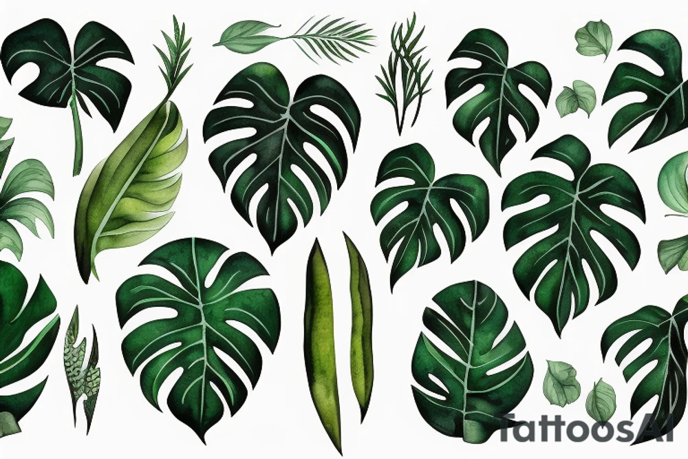 monstera plant tattoo idea