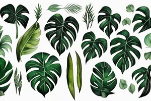 monstera plant tattoo idea