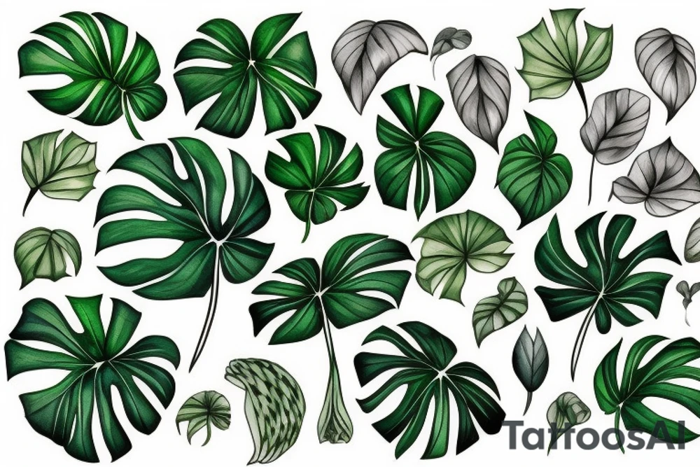 monstera plant tattoo idea
