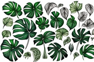 monstera plant tattoo idea