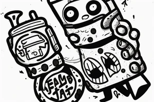 finn and jake from adventure time in a sleeve fighting tattoo idea