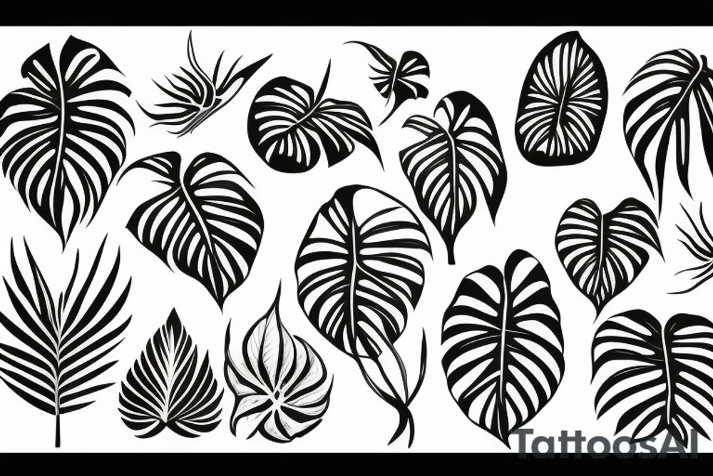 monstera plant tattoo idea