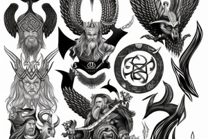 Nordic tattoo with Odin, Thor and loki. tattoo idea