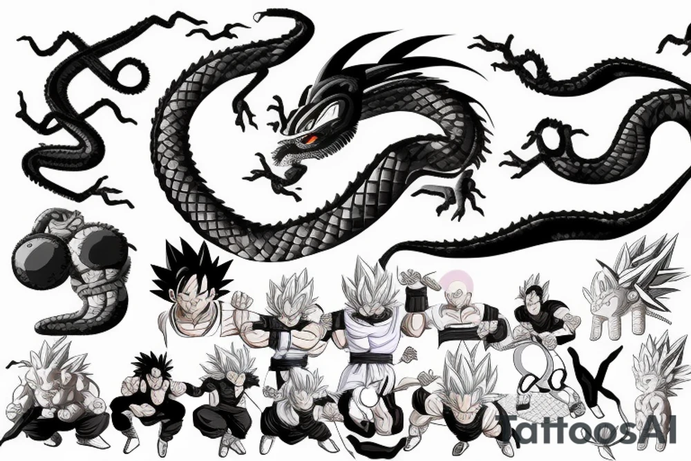 Dragonball tattoo with son goku und shenlong tattoo idea