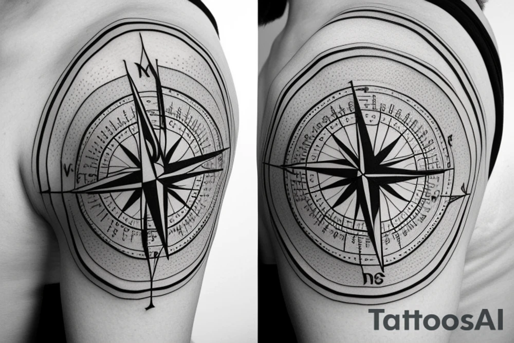 compass with wind gust directed west tattoo idea