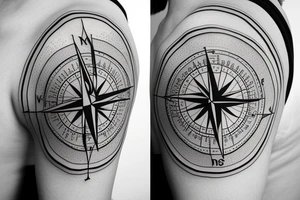 compass with wind gust directed west tattoo idea
