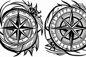 compass with wind gust directed west tattoo idea