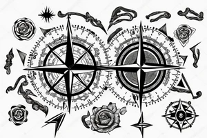 compass with wind gust directed west tattoo idea
