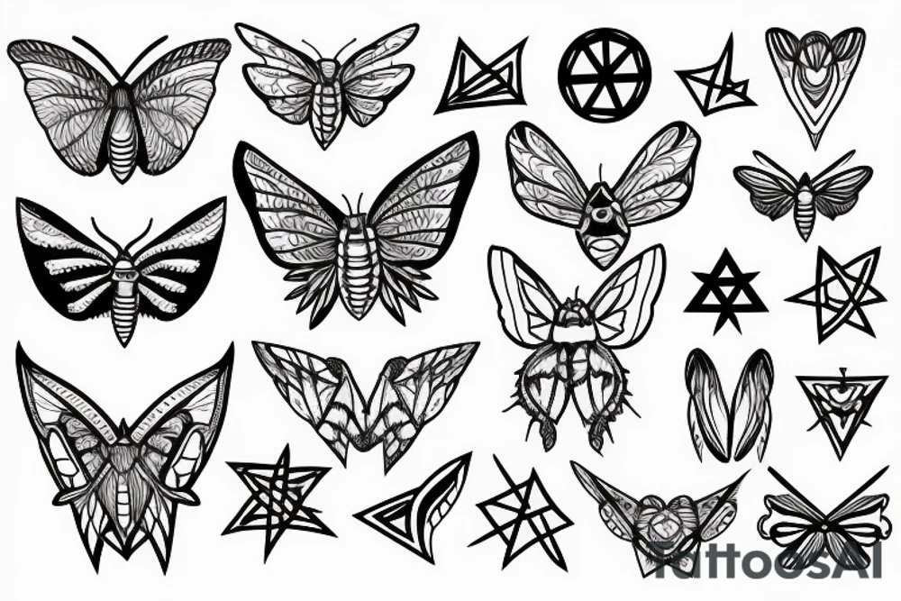 Moth with pentagram tattoo idea