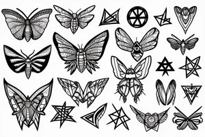 Moth with pentagram tattoo idea