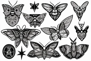 Moth with pentagram tattoo idea