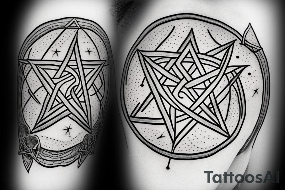 Moth with pentagram tattoo idea