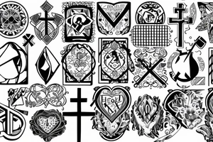3 crosses with faith Hope love tattoo idea