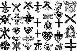 3 crosses with faith Hope love tattoo idea