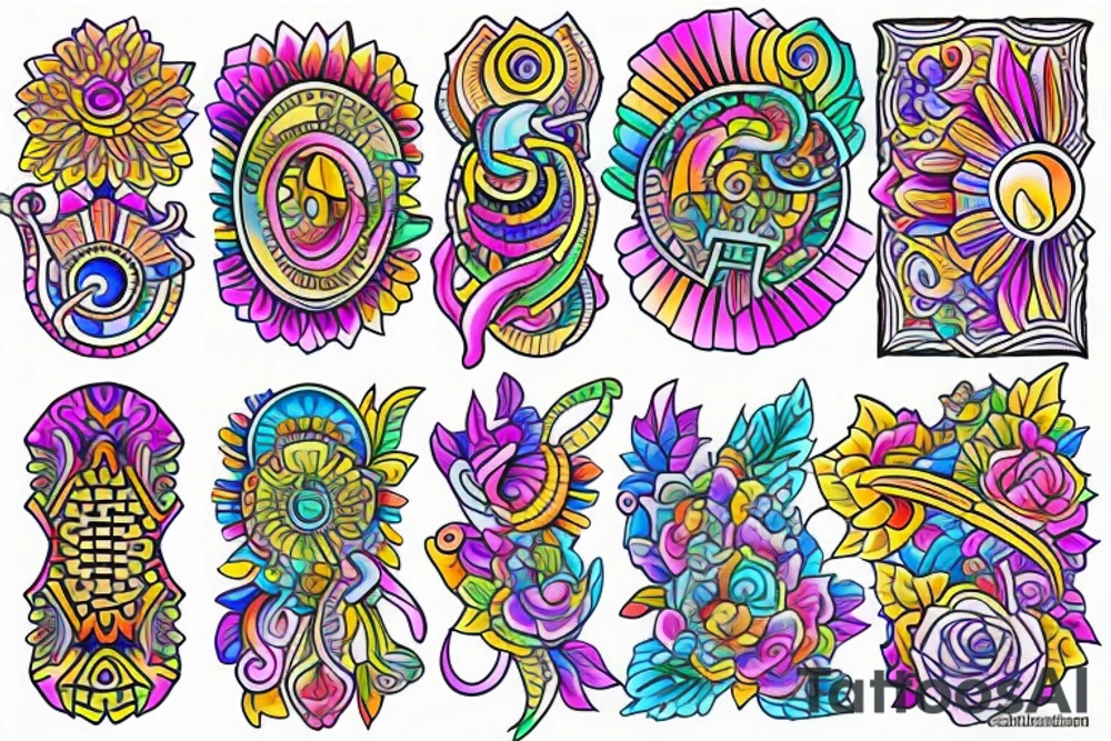 colorful that has to do with abundance, consciousness, meditation tattoo idea